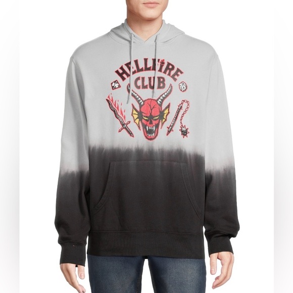 Netflix Stranger Things Hellfire Club Black Gray Ombré Pullover Hoodie Size XL - Picture 11 of 13